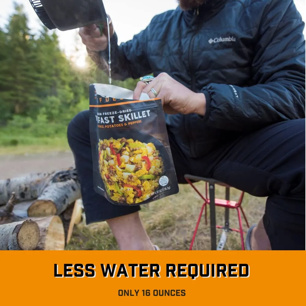 Peak Refuel Breakfast Meals | Freeze Dried Backpacking, Camping & Emergency Prep Food | 2 Servings Pouches (6-Pack, Skillet)