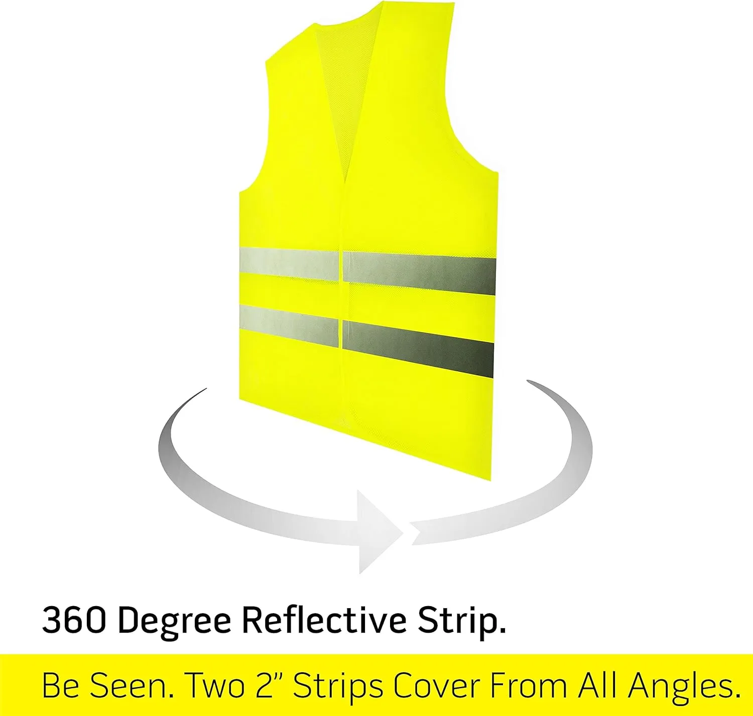 PeerBasics, 20 Pack, Yellow Reflective High Visibility Safety Vest, Hi Vis Silver Strip, Men Women, Work, Cycling, Runner, Construction (Mesh, 20)…