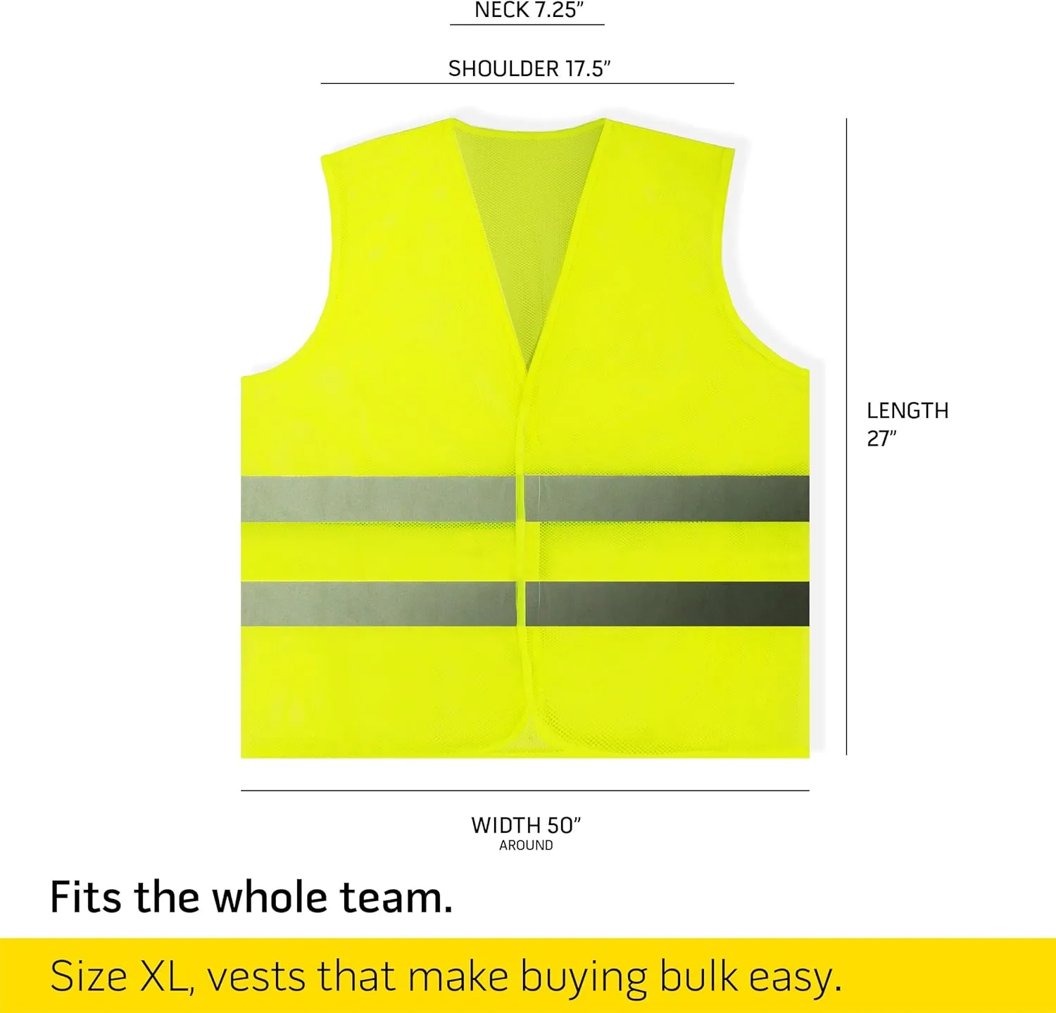 PeerBasics, 20 Pack, Yellow Reflective High Visibility Safety Vest, Hi Vis Silver Strip, Men Women, Work, Cycling, Runner, Construction (Mesh, 20)…