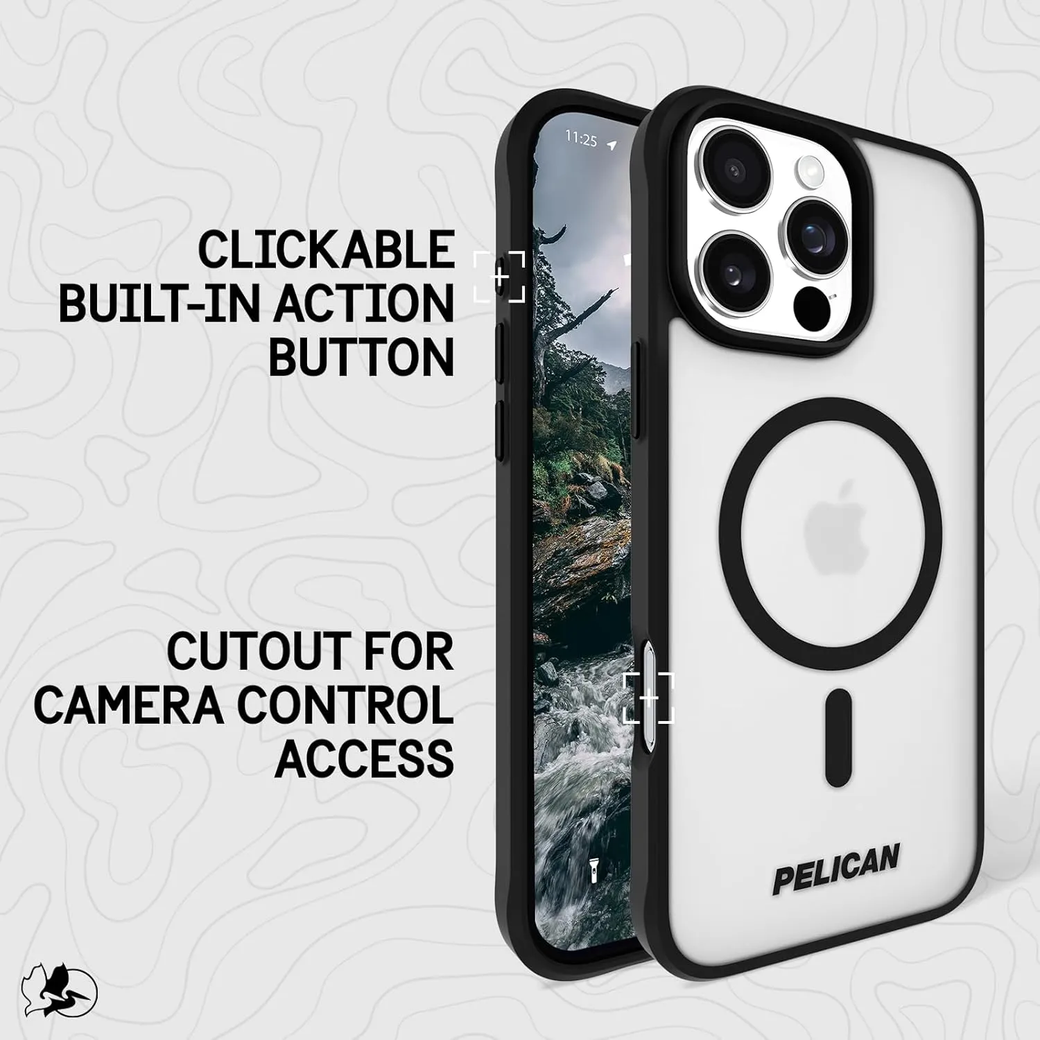 Pelican Ranger iPhone 16 Pro Max Case [Compatible with MagSafe] Rugged Magnetic Phone Case with 12ft Military-Grade Drop Protection - Heavy Duty Phone Cover for iPhone 16 Pro Max - Frosted Clear