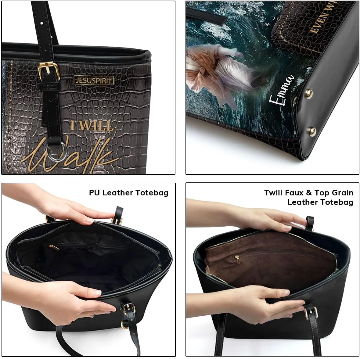 Personalized Leather Tote Bag For Women - Christmas Gifts For Women - Christian Gifts