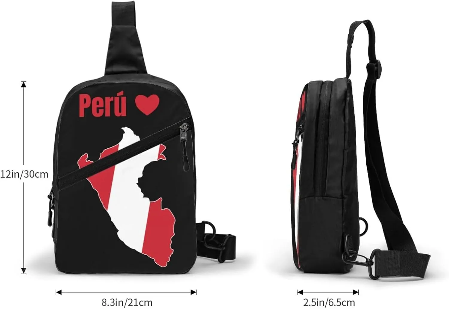 Peruvian Peru Map Flag Crossbody Bag Portable Sling Bags Foldable Chest Daypack Reusable Sports Shoulder Backpack Diagonally Casual Rucksack Travel Bag