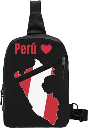 Peruvian Peru Map Flag Crossbody Bag Portable Sling Bags Foldable Chest Daypack Reusable Sports Shoulder Backpack Diagonally Casual Rucksack Travel Bag