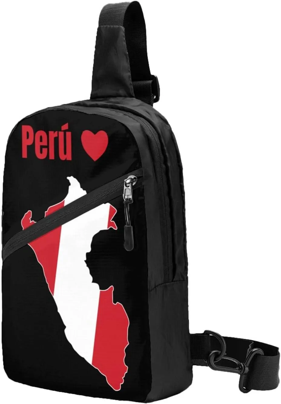 Peruvian Peru Map Flag Crossbody Bag Portable Sling Bags Foldable Chest Daypack Reusable Sports Shoulder Backpack Diagonally Casual Rucksack Travel Bag