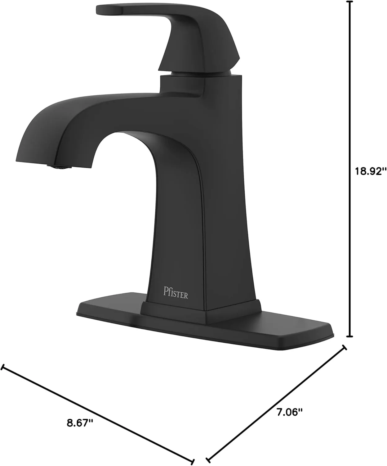 Pfister Bellance Bathroom Sink Faucet, Single Handle, Single Hole or 3-Hole, Matte Black Finish, LF042BLLB