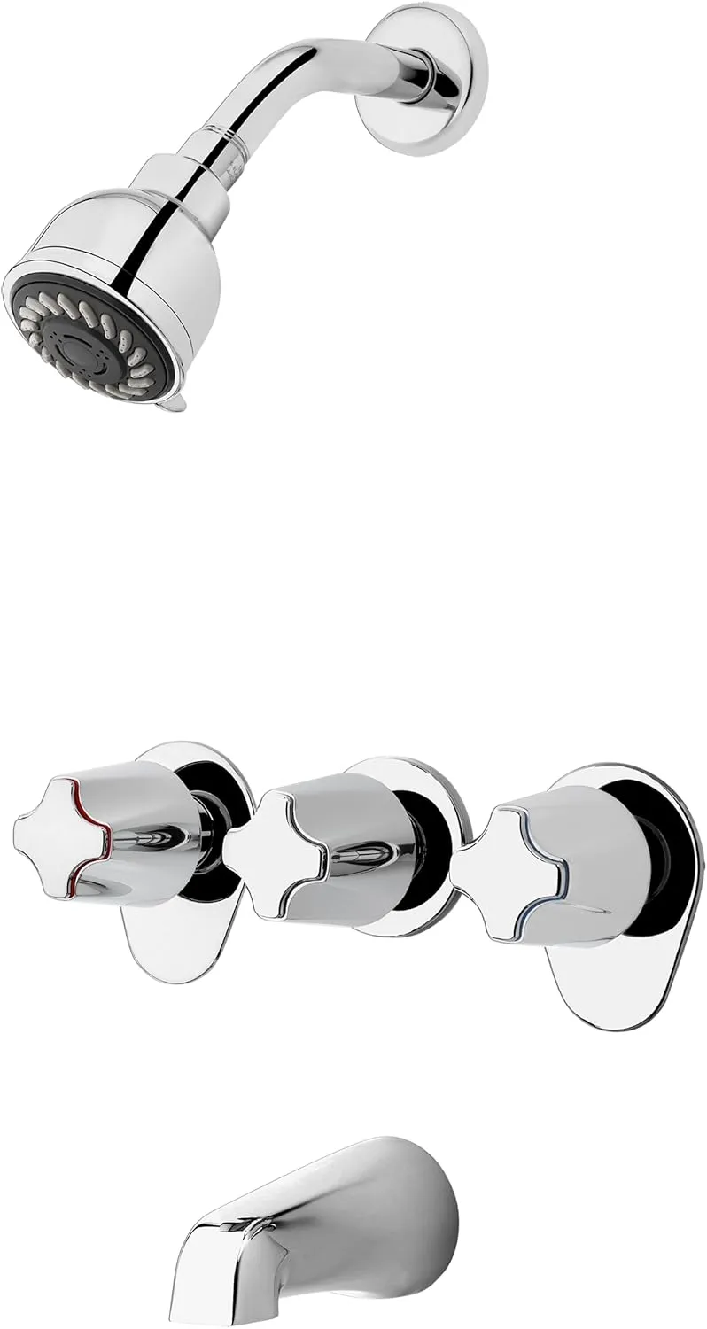 Pfister Pfister-General Tub & Shower Trim Kit (Valve Not Included), 3-Handle, Polished Chrome Finish, LG013410