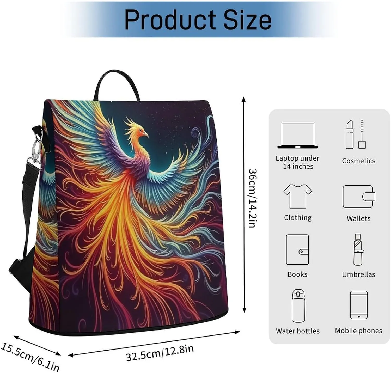 Phoenix Waterproof Backpack Purse for Women Anti Theft Fashion Shoulder Bag Lightweight Rucksack