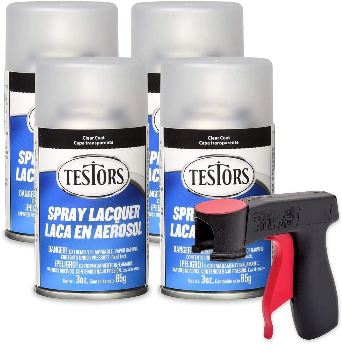 Pixiss Testors Spray Lacquer Bundle – 2 Matte (3oz)   2 Gloss (3oz) Spray Handle – Perfect for Models, Crafts, DIY Projects, Miniatures, Scale Models, Arts, And Hobbies – Smooth Finish, Quick Drying, For All Surfaces