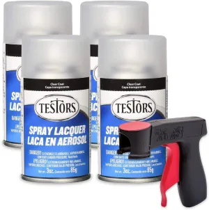 Pixiss Testors Spray Lacquer Bundle – 2 Matte (3oz)   2 Gloss (3oz) Spray Handle – Perfect for Models, Crafts, DIY Projects, Miniatures, Scale Models, Arts, And Hobbies – Smooth Finish, Quick Drying, For All Surfaces