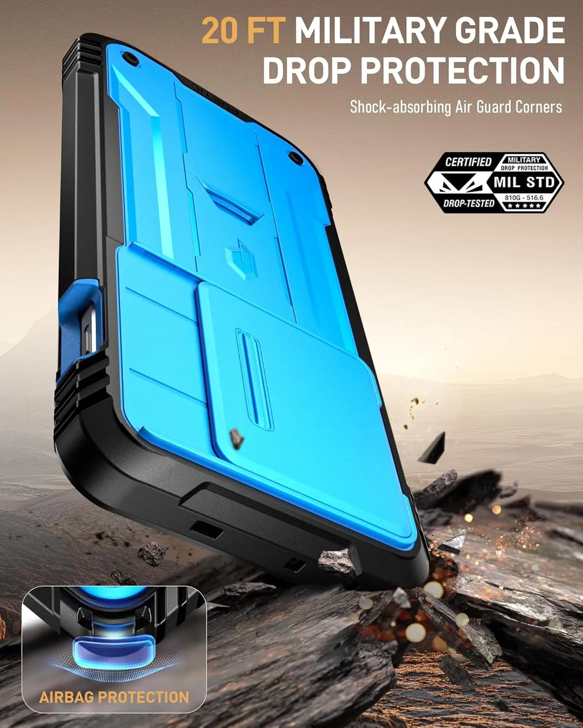 Poetic Revolution Case for OnePlus 13 5G, [Slide Camera Cover]，Built-in Screen Protector [Work with Fingerprint ID], [2 Front Frame] Full Body Rugged Shockproof Protective Case with Kickstand, Blue