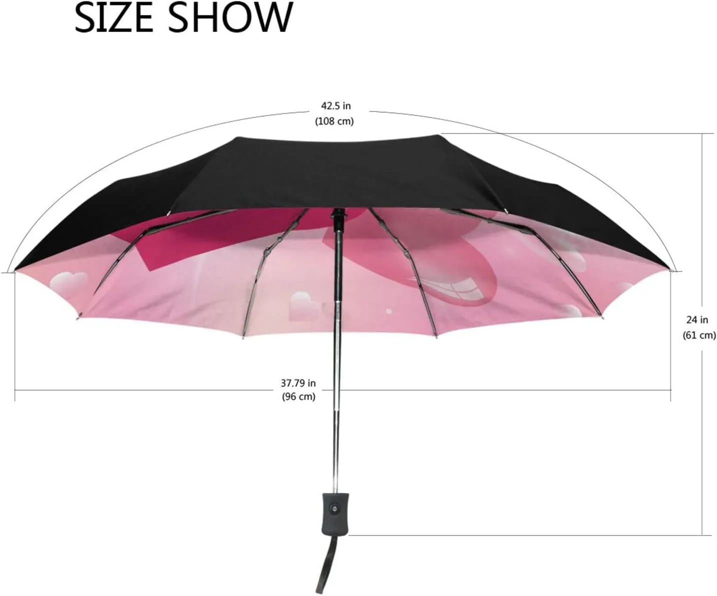 Poeticcity Automatic Folding UPF 50  Anti-UV Rain Umbrella, Auto Open/Close 3 Folds Sun Parasol Canopy Windproof Compact Travel Umbrella