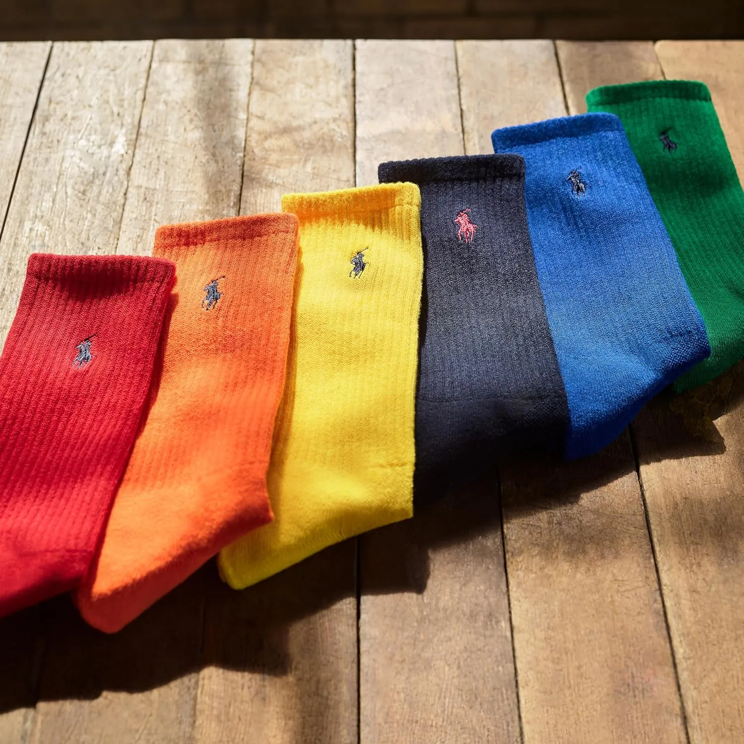 POLO RALPH LAUREN Men's Athletic Performance Cotton Crew Socks - 6 Pair Pack - Moisture Wicking Mesh