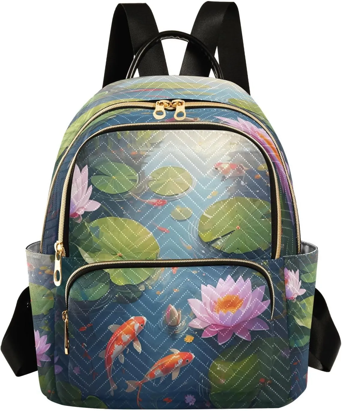 Pond Flowers Green Backpack Purse for Women Shoulder Bag with Anti-theft Back for Women Travel M