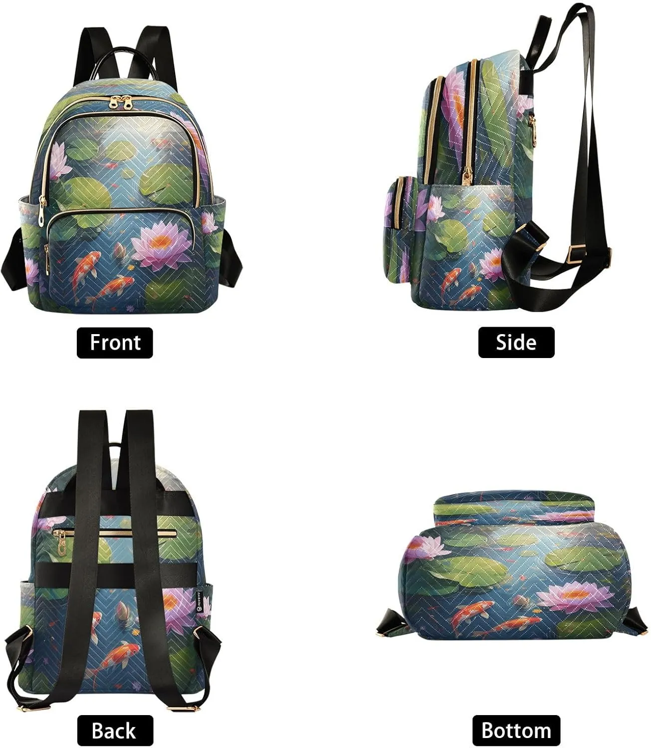 Pond Flowers Green Backpack Purse for Women Shoulder Bag with Anti-theft Back for Women Travel M