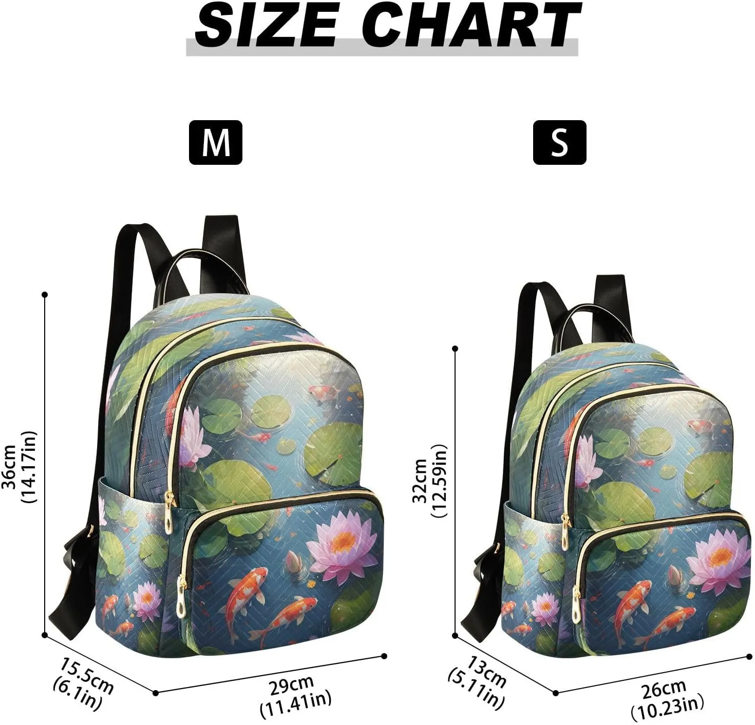 Pond Flowers Green Backpack Purse for Women Shoulder Bag with Anti-theft Back for Women Travel M