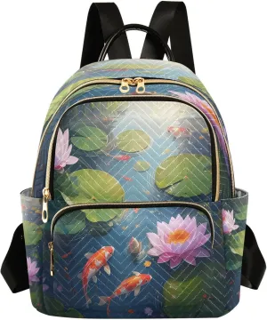 Pond Flowers Green Backpack Purse for Women Shoulder Bag with Anti-theft Back for Women Travel M