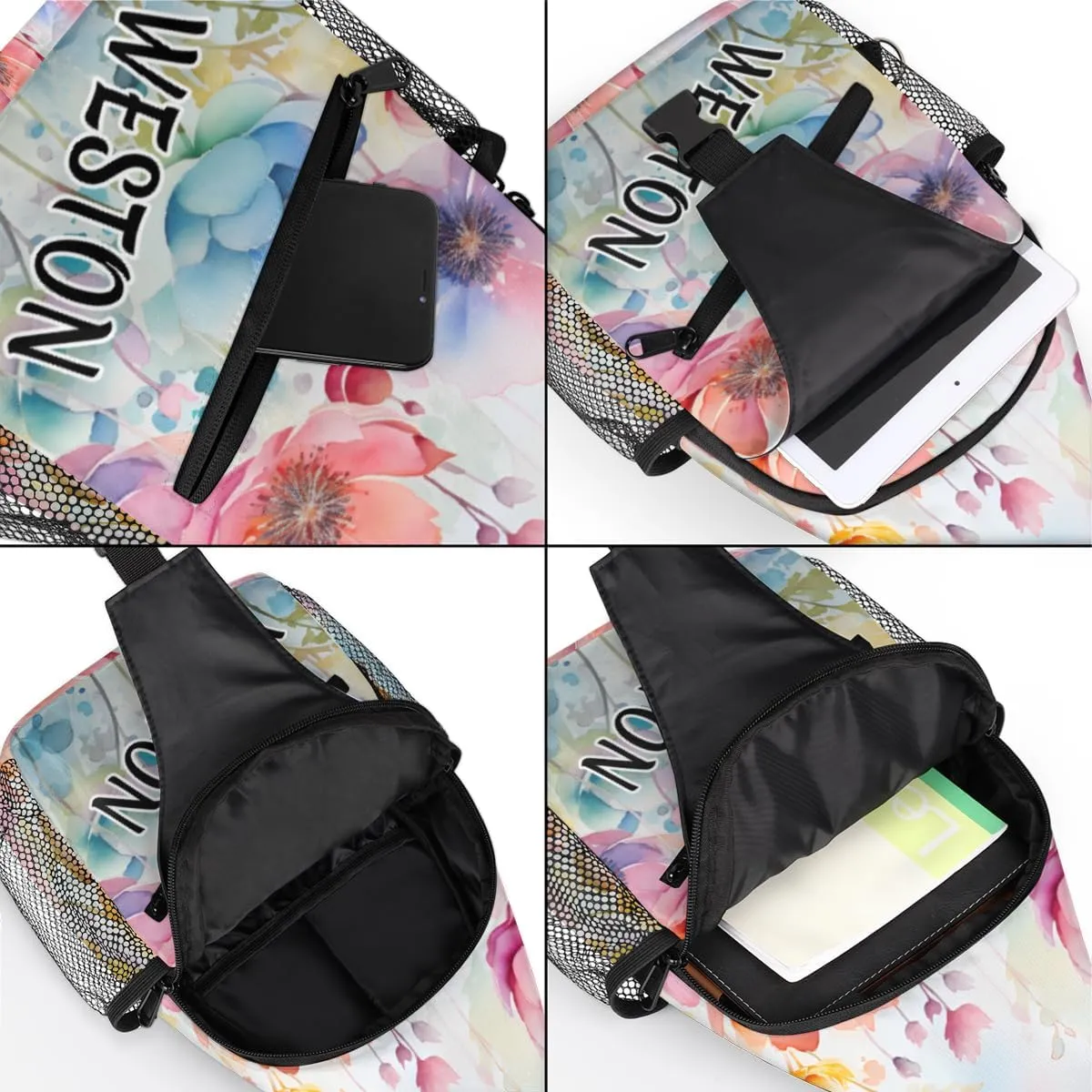 Poppy Spring Summer Custom Sling Bag with name, Personalized Crossbody Sling Backpack for Women Men Outdoor Sports Chest Bag