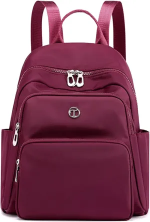 PORRASSO Backpack Women Daypack Fashion Rucksack Ladies Lightweight Backpack Nylon Bag for Work Travel Red B