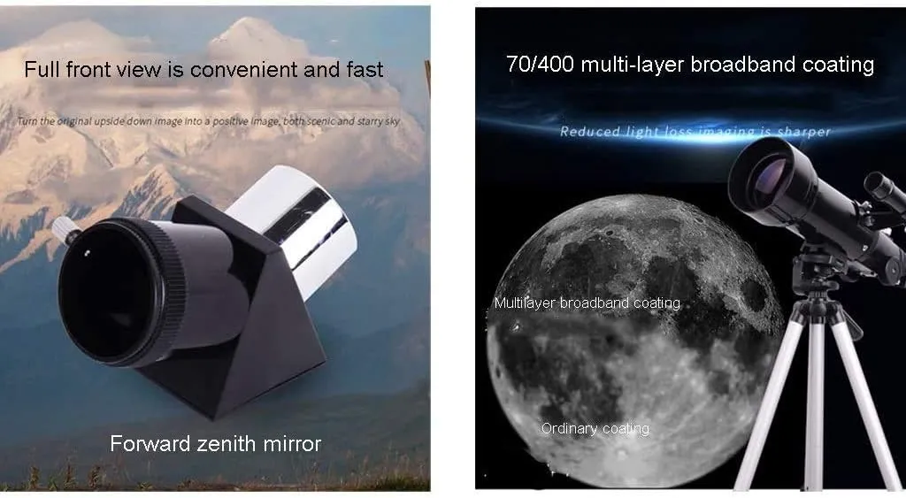 Portable Monocular telescopes for Adults Kids Astronomy Beginners 70mm Astronomical telescopes with Tripod Refractor Telescope and Carrying Bag Travel Telescope