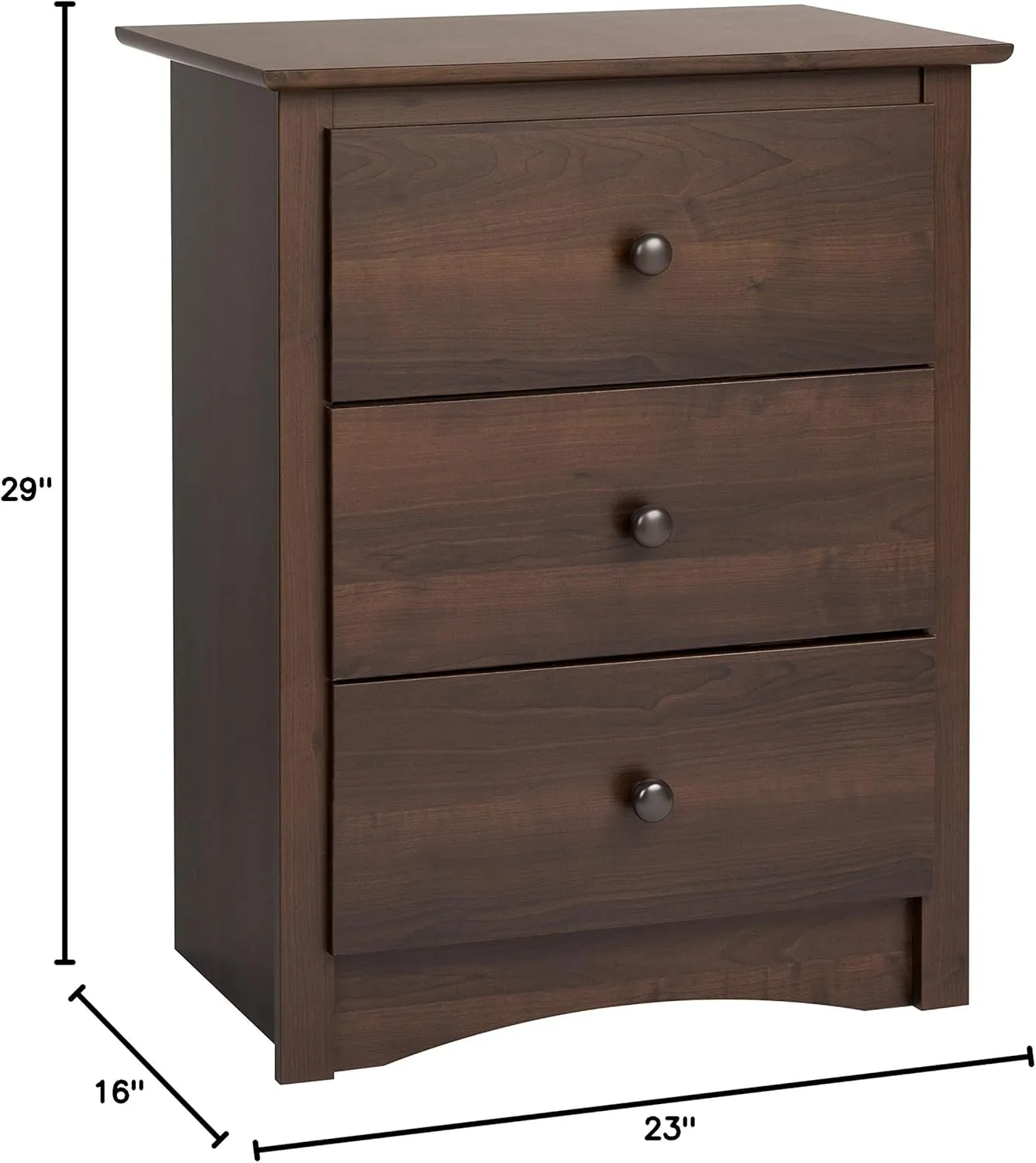 Prepac Sonoma Traditional Tall Nightstand and 5-Drawer Chest, Espresso Finish