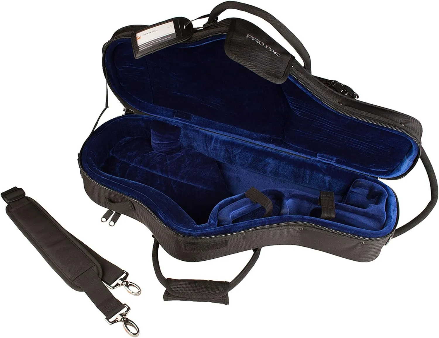 Protec Alto Saxophone Contoured PRO PAC Case with Flute Pocket for Larger Bells and Larger Body Saxophones, Black, Model PB304CTXL