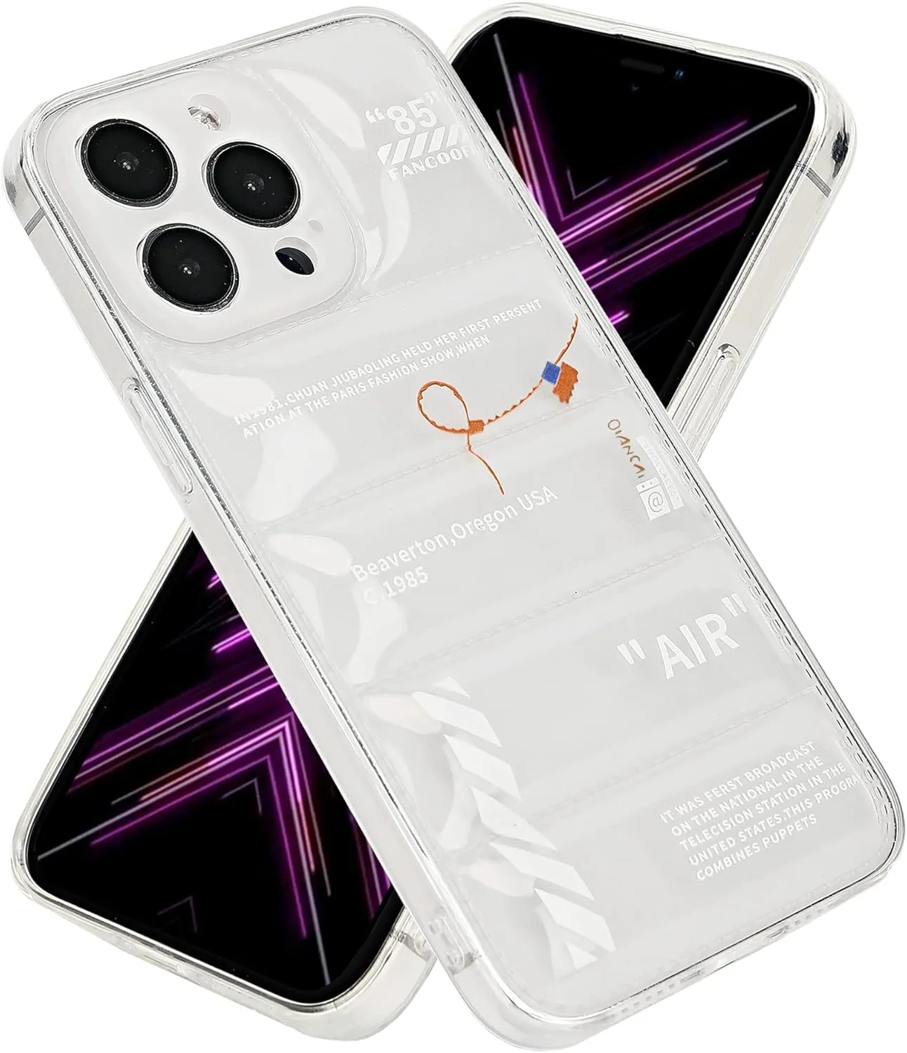Puffer Case for iPhone 16, Clear White and Black, Cool Sport Shoes Pattern,Military Drop Protection Soft TPU Material Puffy Cover for iPhone 16 (White)