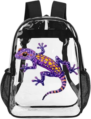 Purple Lizard Clear Shoulders Bag Unisex Backpack for Camping Hiking Travel