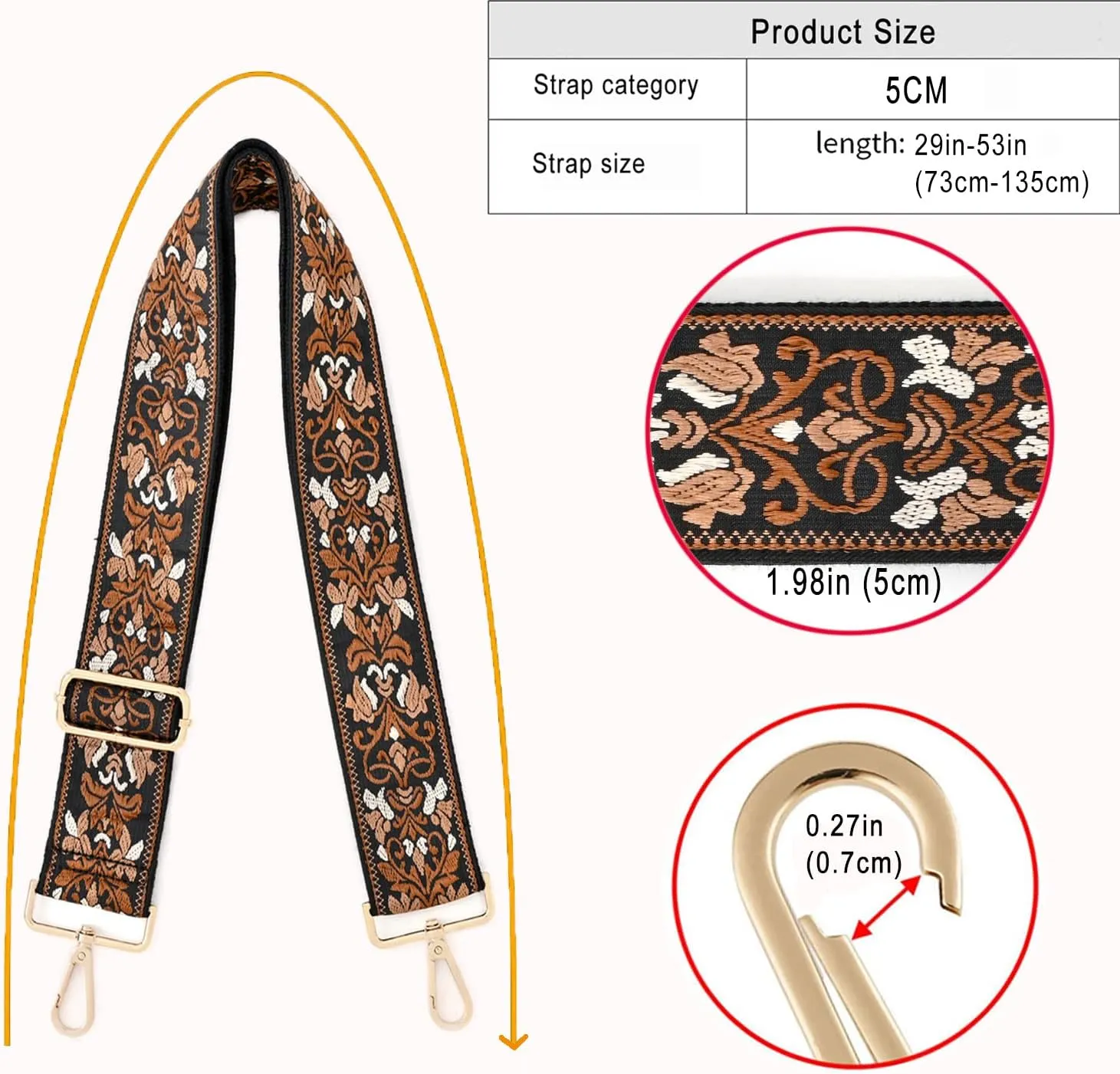 Purse Strap Wide Replacement Crossbody Strap Handbag Guitar Strap Purse Shoulder Strap Adjustable