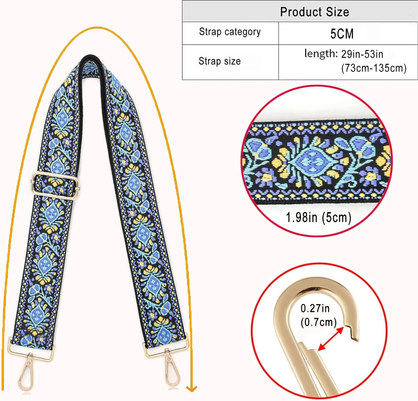 Purse Strap Wide Replacement Crossbody Strap Handbag Guitar Strap Purse Shoulder Strap Adjustable