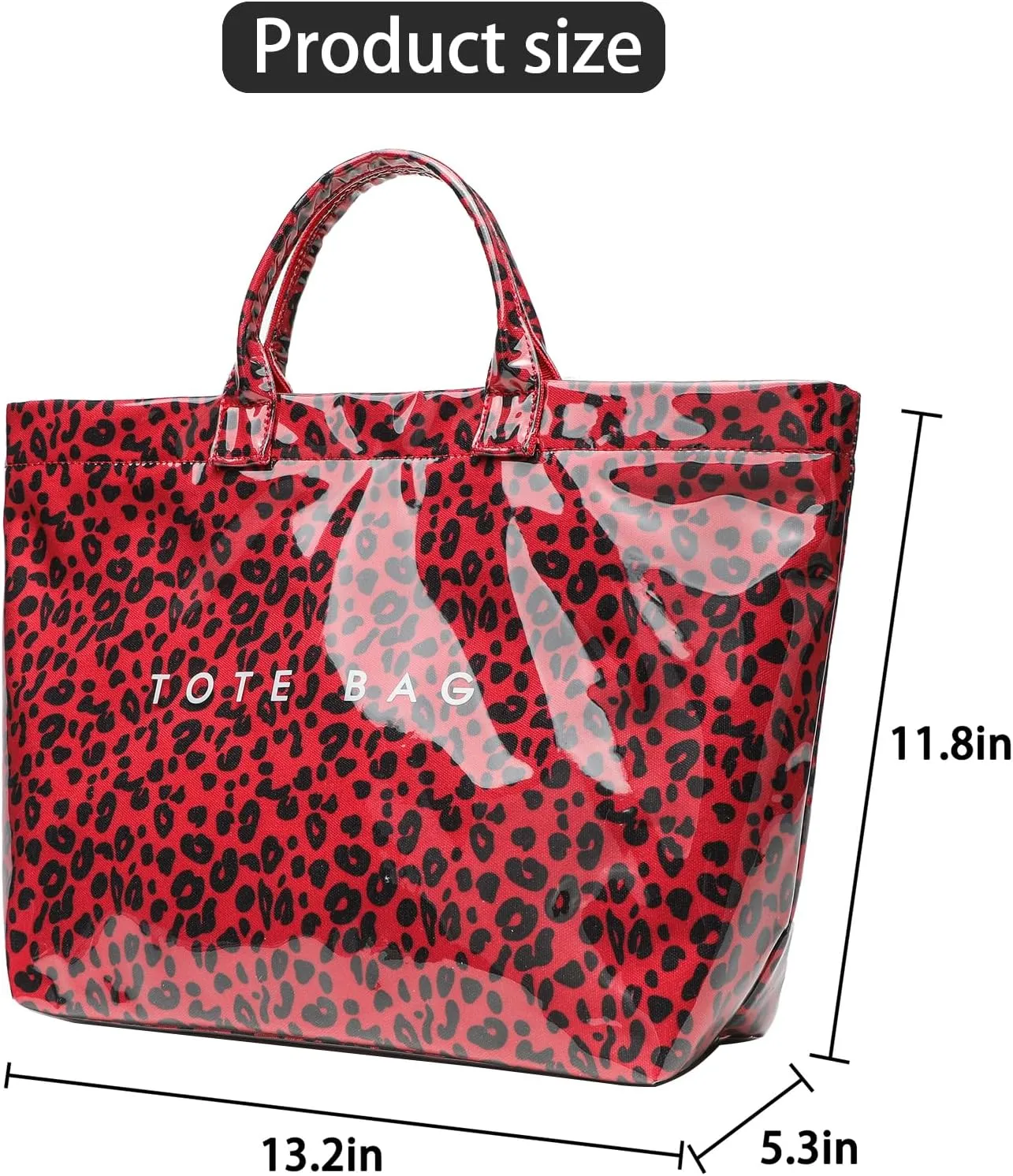 PVC Clear Tote Bag for Women, Large Plastic Tote Beach Bag, Kraft Paper Hobo Handbag Purse with Top Handle