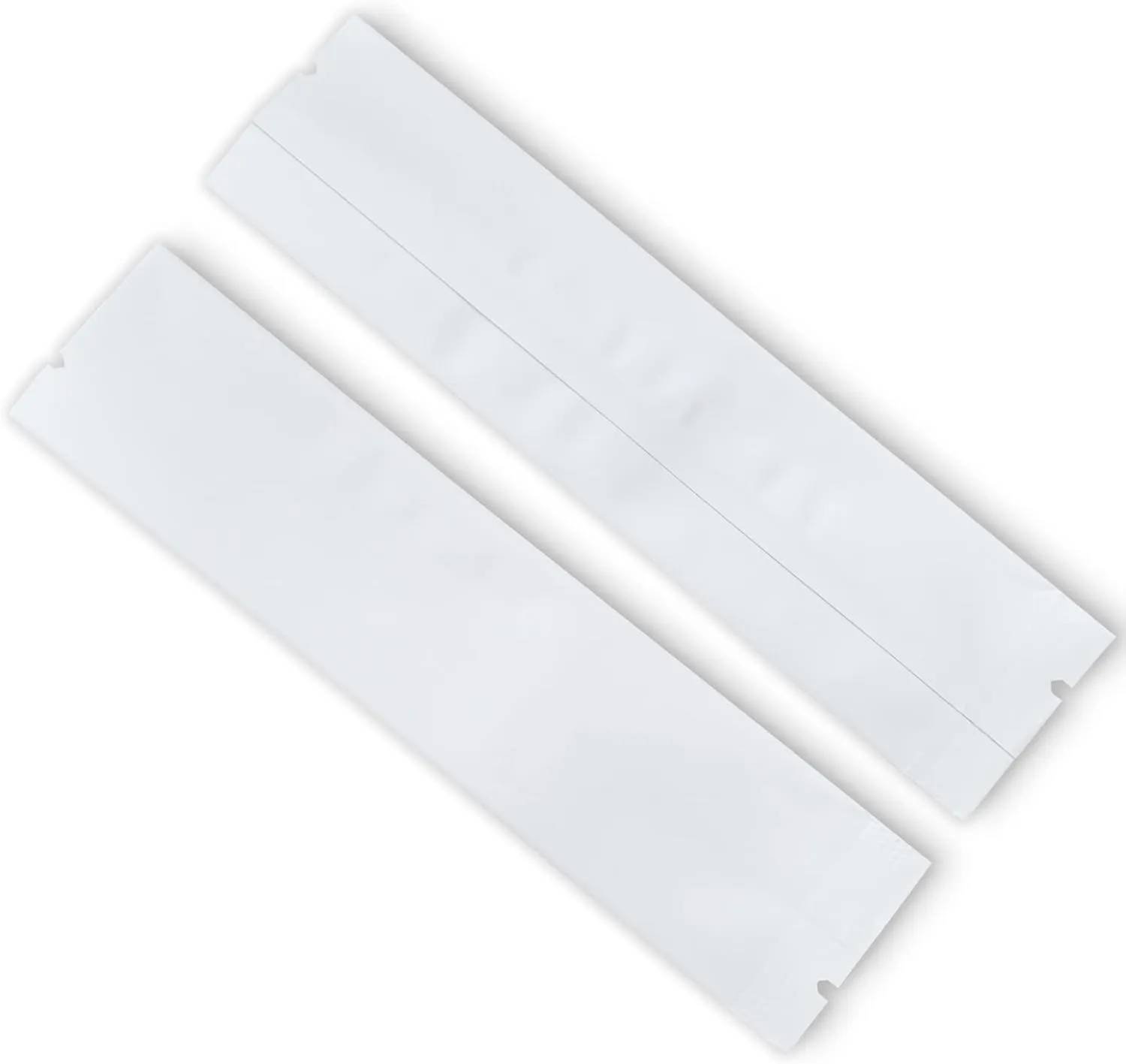 QQ Studio® Pack of 100 Heat Sealable Food Storage Drink Mix Stick Pouches with Tear Notch for Kitchen, Organizing (1.75" x 6", White)