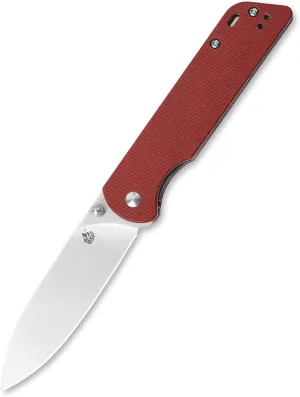 QSP EDC Folding Pocket Knife, D2 Blade, 4" G10/Micarta handle, Left and Right Handed Thumb Stub Opening, Smooth Liner Lock with Ball Bearing, Parrot (ball bearing, red micarta)