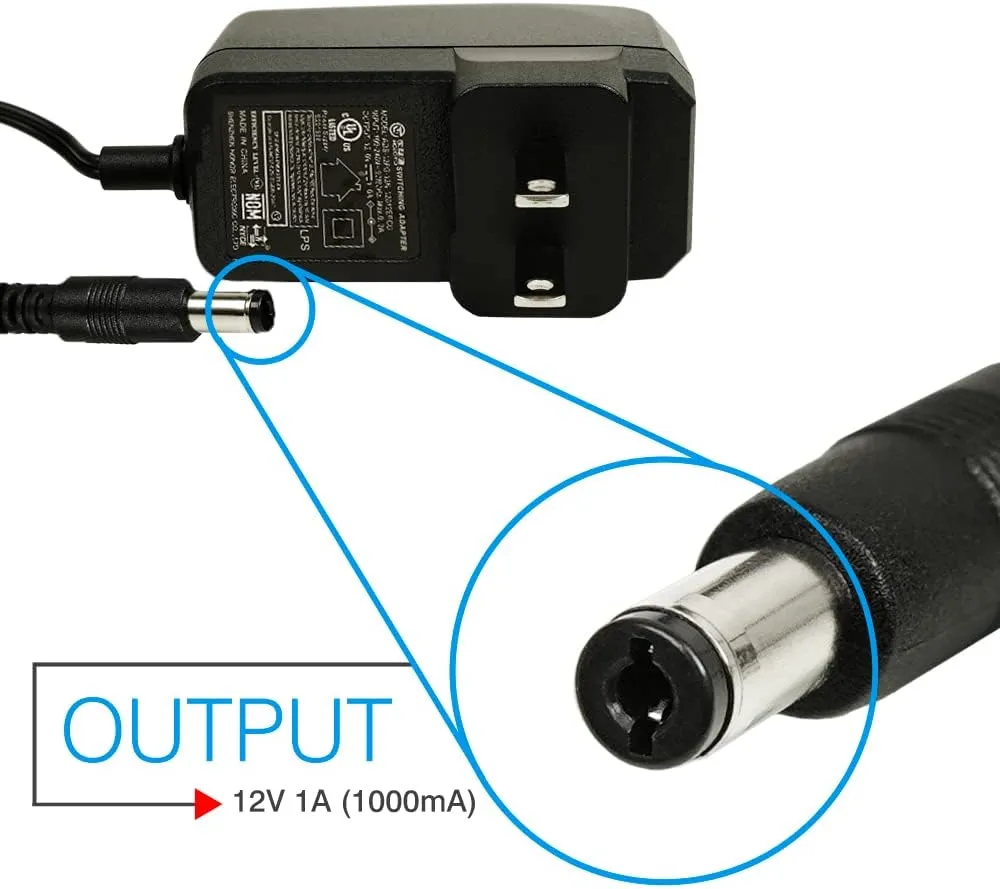R-Tech 2 Pack 12V 1A AC/DC Power Supply, AC 100-240V to DC, 12W 12V 1 Amp Wall Adapter, 12 Volts 1000mA Regulated Switching Power Converter, Power Cord with 5.5x2.1mm Tips