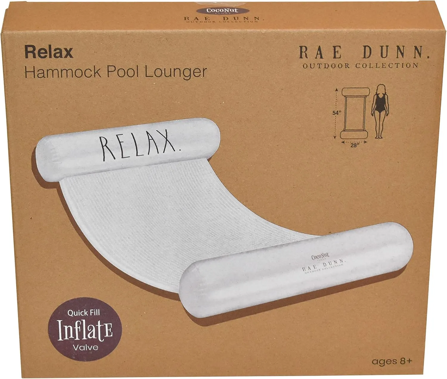 Rae Dunn x CocoNut Float Adult Hammock Float - Adult Size Multi-Purpose Inflatable Drifter, Saddle Float & Lounge Chair - Versatile Ride-On for Summer & Swim Parties