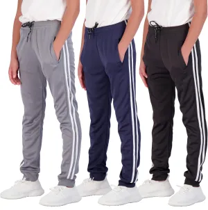 Real Essentials 3 Pack: Boy's Mesh Active Athletic Casual Jogger Sweatpants with Pockets