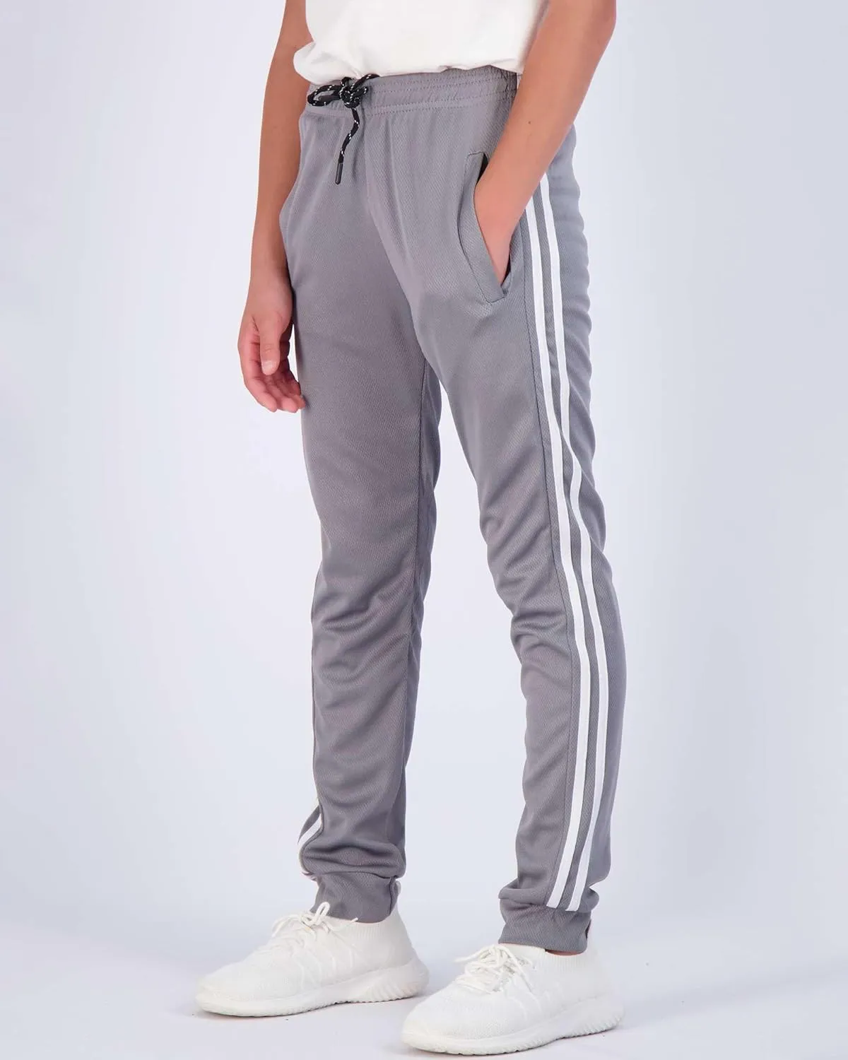 Real Essentials 3 Pack: Boy's Mesh Active Athletic Casual Jogger Sweatpants with Pockets