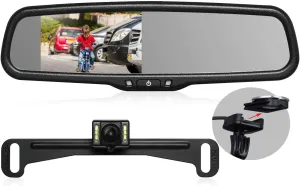 Rear View Mirror Camera with 4.3” Monitor: Super Night Vision OEM Rearview Mirror Backup Camera with IP 68 Waterproof Back Up Camera for Car, Rearview Mirror for Parking & Driving Safety AUTO-VOX T2