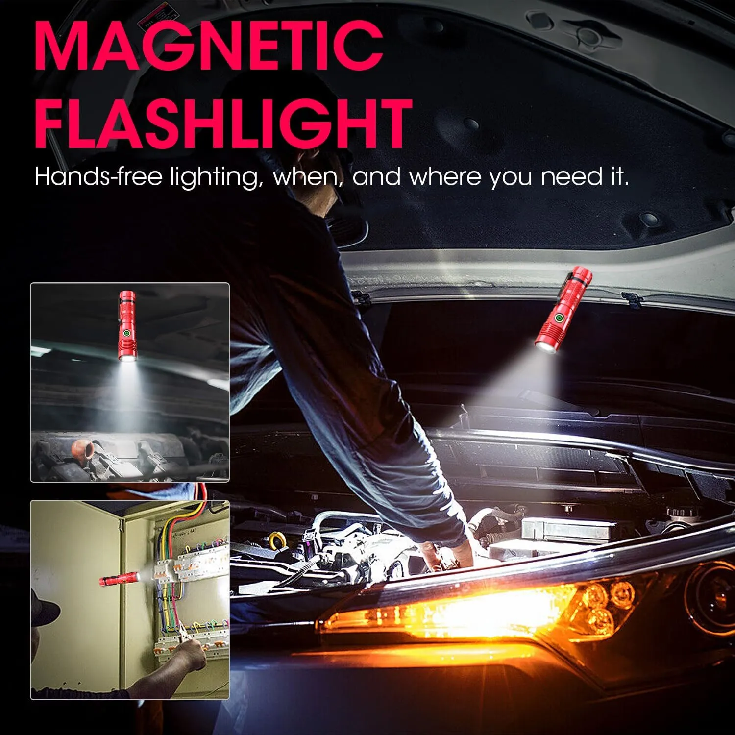 Rechargeable Flashlight High Lumens, High Lumens Super Bright Flash Light, Long-Range Zoomable LED Flashlights for Emergency, EDC, Searching, Waterproof Flashlight Dimmable Red 2Pcs