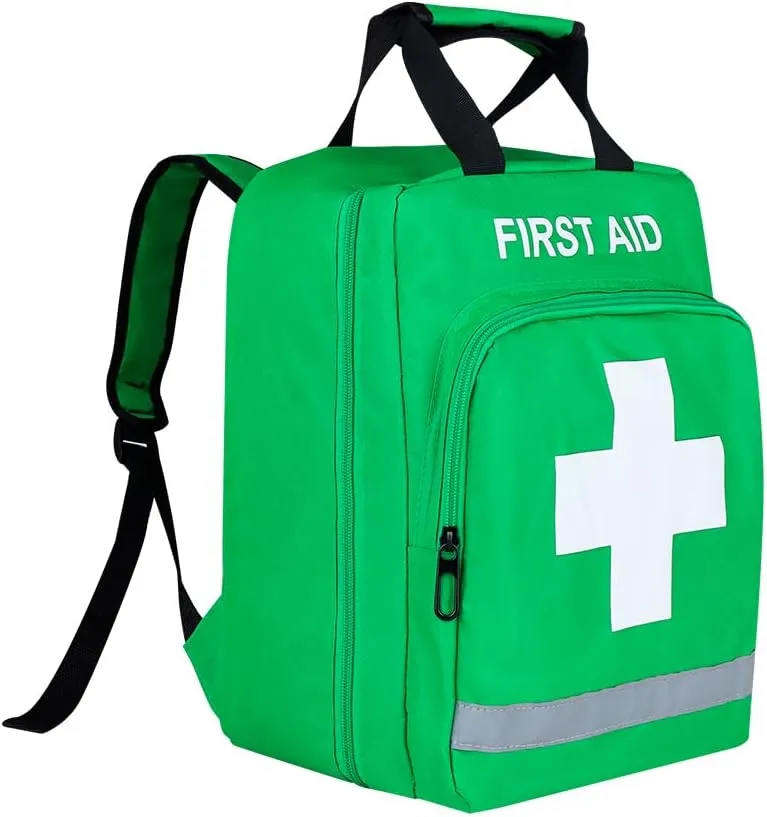 Red Emergency Bag First Aid Backpack Empty Medical First Aid Treatment First Responder Trauma Bags for Camping Cycling Outings Daycare (Green)