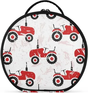 Red Old Wheeled Tractors Travel Makeup Bag Cosmetic Case Organizer Portable Storage Bag for Cosmetics Makeup Brushes Toiletry Jewelry Accessories