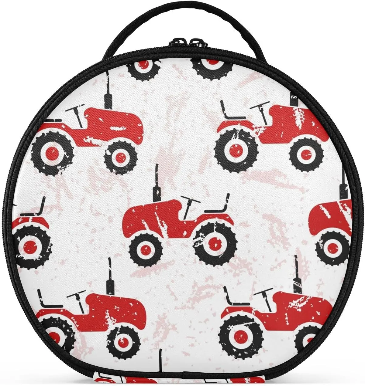 Red Old Wheeled Tractors Travel Makeup Bag Cosmetic Case Organizer Portable Storage Bag for Cosmetics Makeup Brushes Toiletry Jewelry Accessories