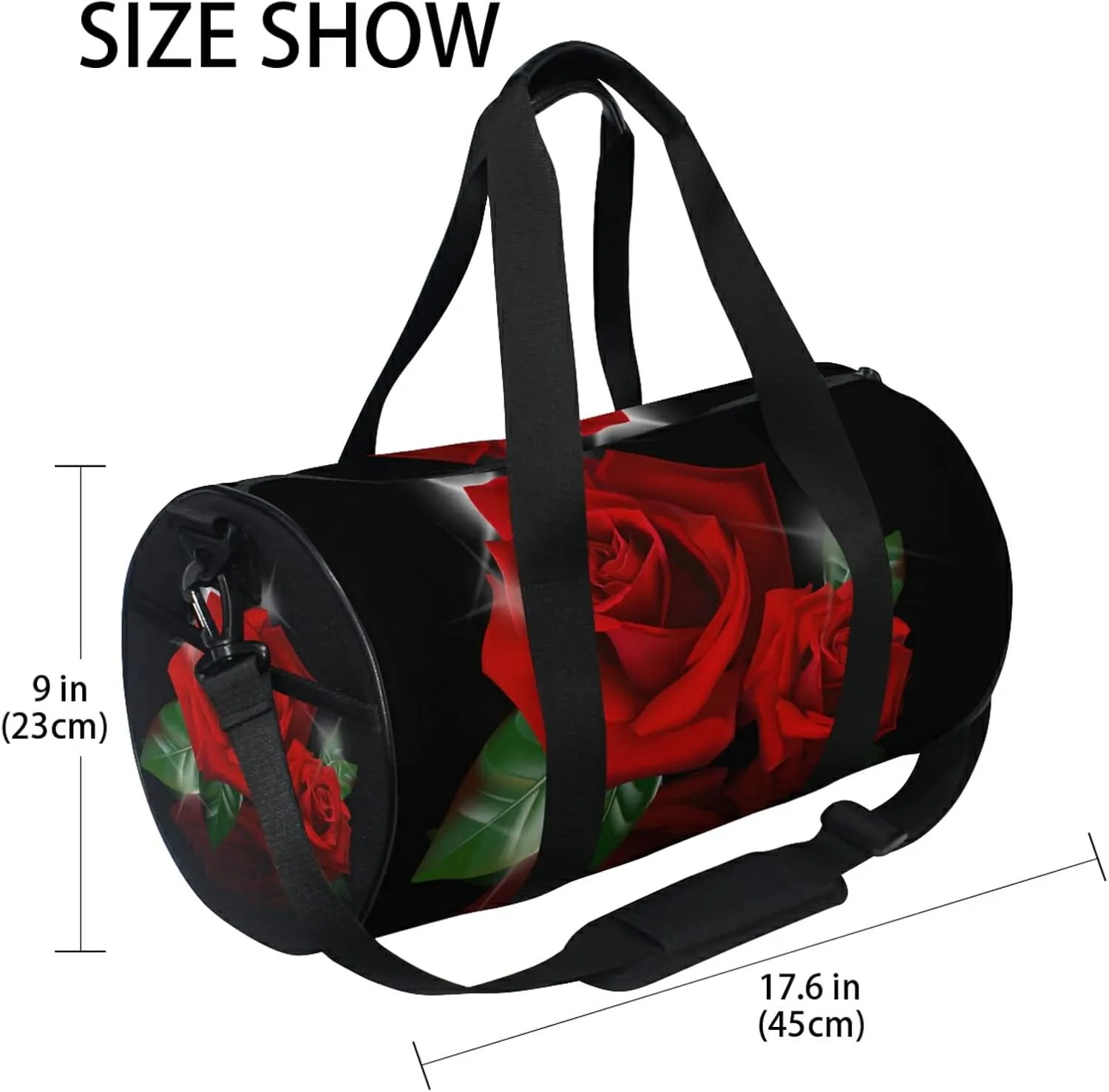 Red Roses Duffel Bag,Canvas Travel Bag for Gym Sports and Overnight