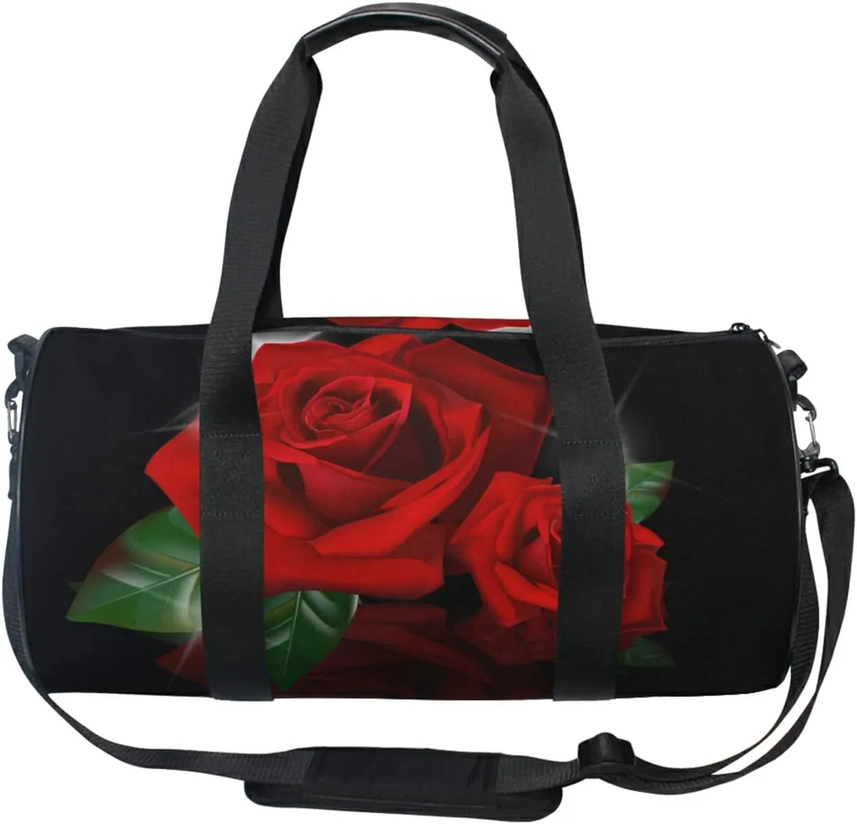 Red Roses Duffel Bag,Canvas Travel Bag for Gym Sports and Overnight