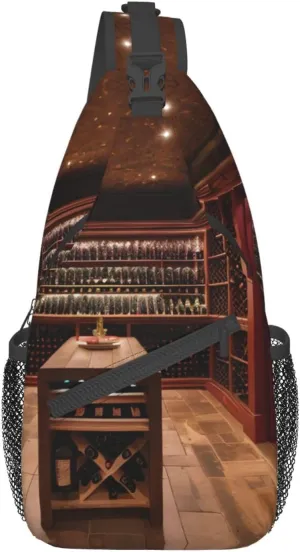 Red Wine Cellar Unisex Daypack Chest Pack â€“ Lightweight & Stylish Hiking Rucksack, Versatile Messenger Bag