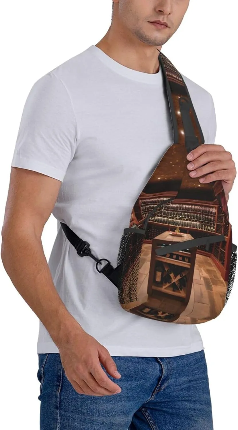 Red Wine Cellar Unisex Daypack Chest Pack â€“ Lightweight & Stylish Hiking Rucksack, Versatile Messenger Bag