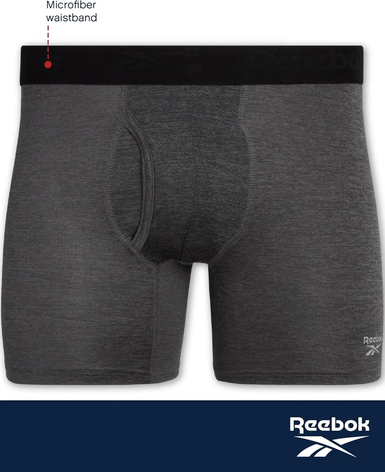 Reebok Mens Boxer Briefs - 4 Pack Moisture Wicking Performance Mens Underwear Boxers with Functional Fly Pouch (Sizes: S-XL)