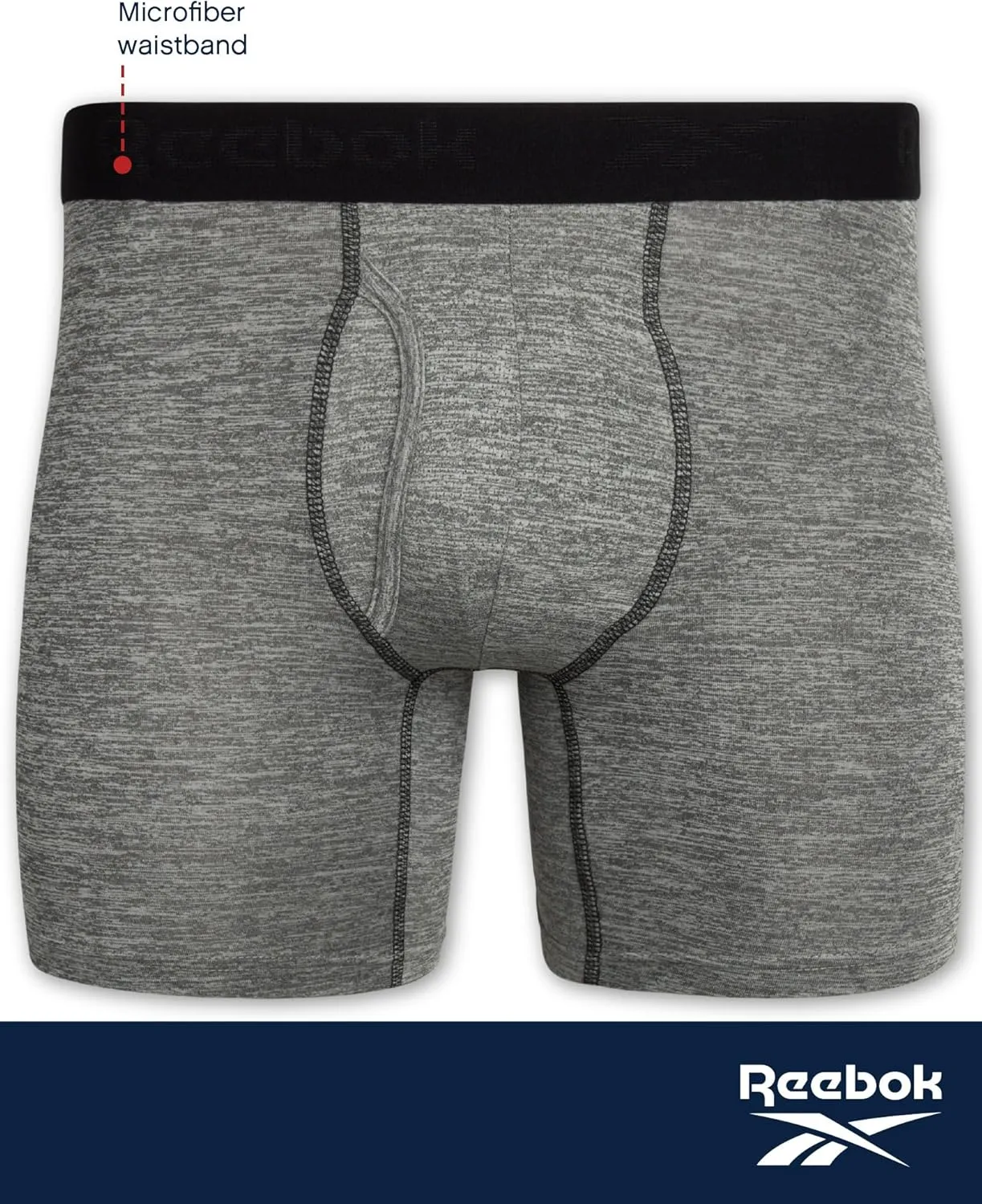 Reebok Mens Boxer Briefs - 4 Pack Stretch Performance Mens Underwear Boxers with Functional Fly Pouch (Sizes: S-XL)