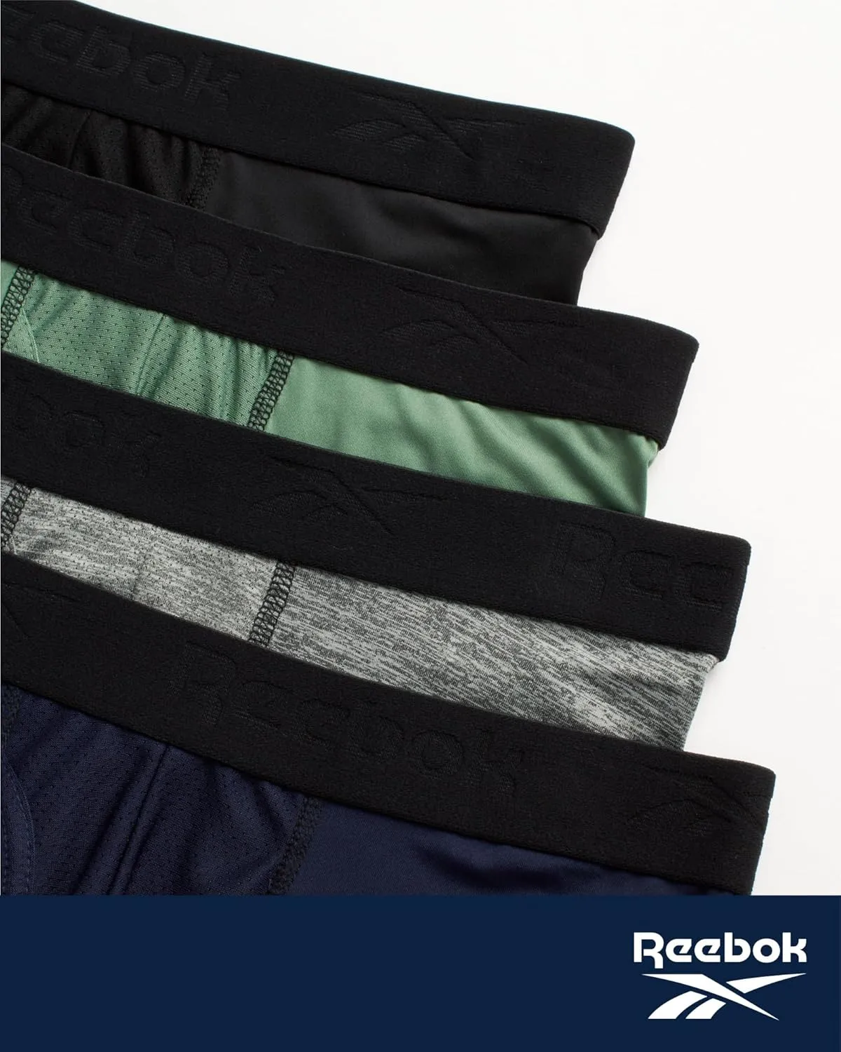 Reebok Mens Boxer Briefs - 4 Pack Stretch Performance Mens Underwear Boxers with Functional Fly Pouch (Sizes: S-XL)