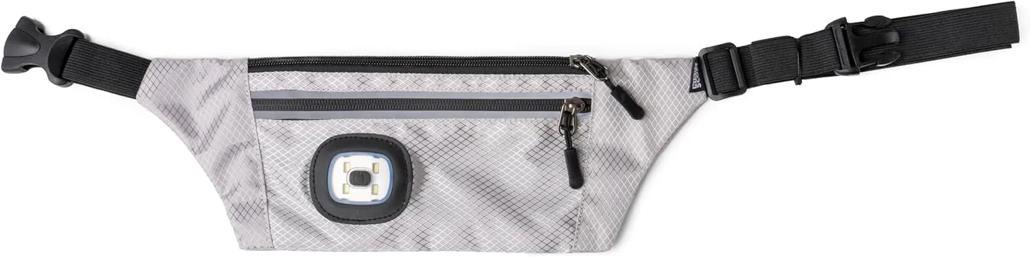 Reflective Sling/Fanny Pack with Removable Rechargable LED Light - Gray