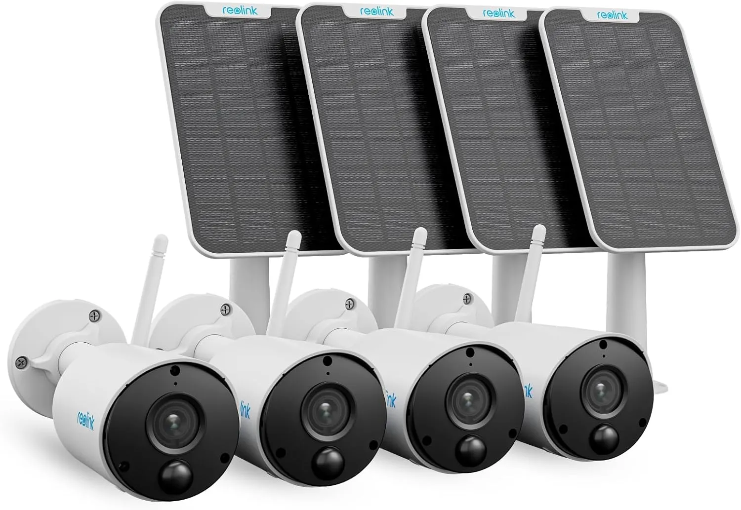 REOLINK Argus Eco 4 Pack Bundle - Solar Security Camera Outdoor Includes Solar Panel, 3MP Nigh Vision, No Hub Needed, Rechargeable Battery Powered, Local Storage, 2-Way Talk, Smart Detection